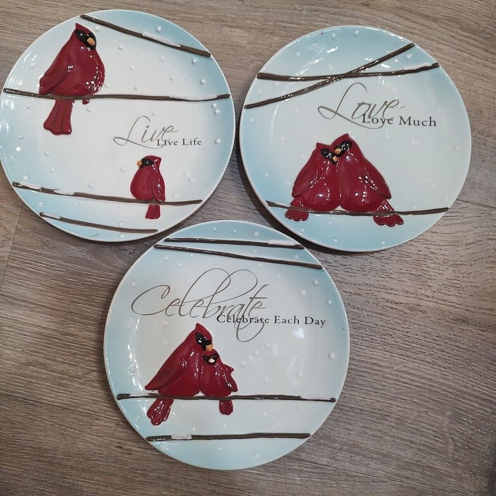Set of 3 Really Red Celebrate 2009 Pavilion Gift Co Cardinal Live Love Celebrate